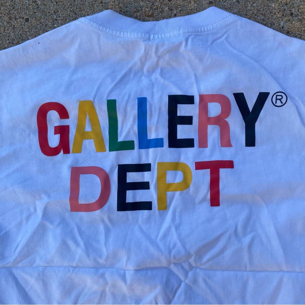 Gallery Dept White Tee with Colorful Logo - Picture 3 of 6